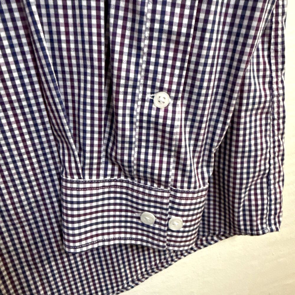 Michael Kors Slim Fit Travel Stretch Dress Shirt Cotton-Nylon Wine Blue Size XL - Picture 5 of 8
